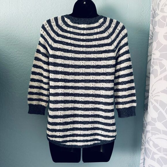 Chaps Navy Blue & White Striped Knit Sweater Size S/P - Picture 5 of 9